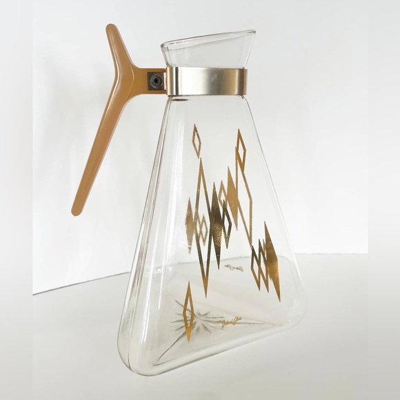 Vintage Inland Glass Triangle Carafe – Gold Atomic Diamonds - Picture 2 of 3